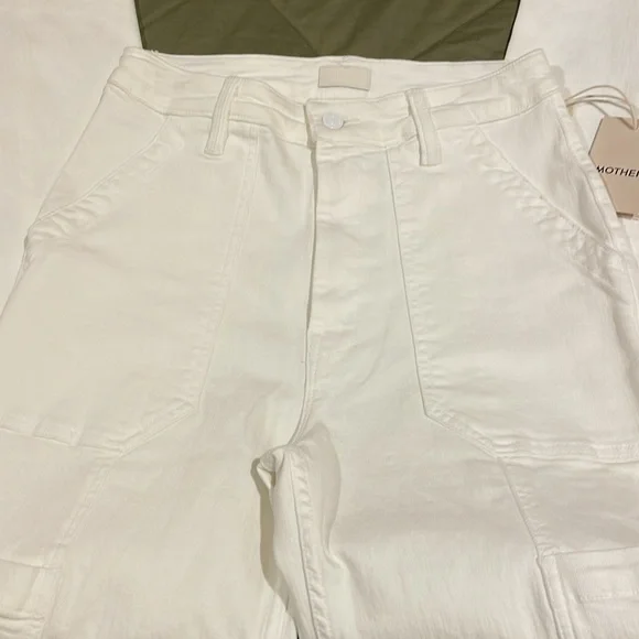 NWT MOTHER WHITE The Private Double Pocket Skimp Jeans size 26